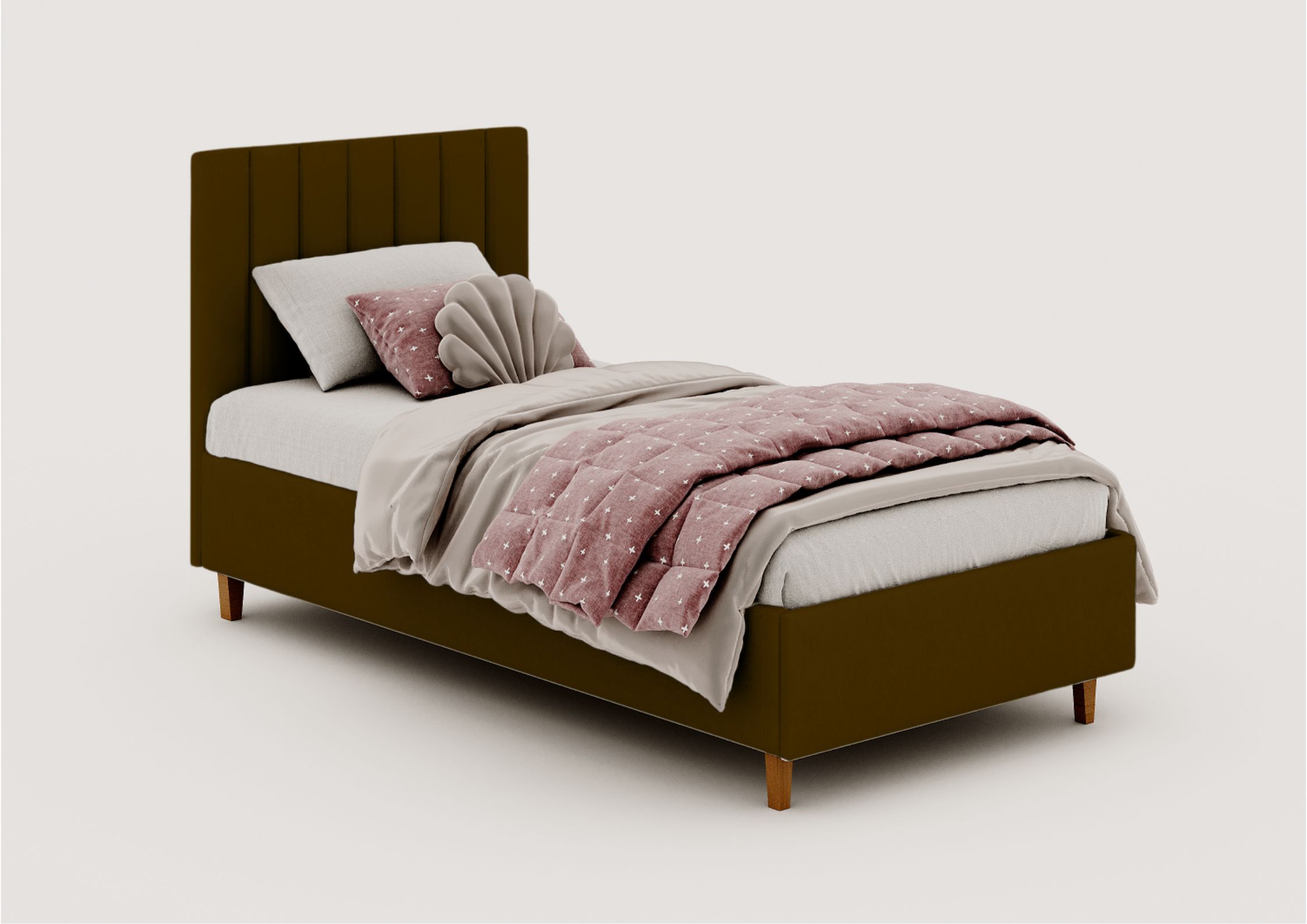 Brązowe łóżko dziecięce 90x200cm